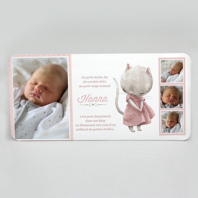 Faire Part Naissance Magnet Petit Chat Collection Hanna