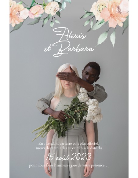 Save the date Mariage losange floral Collection Alexis